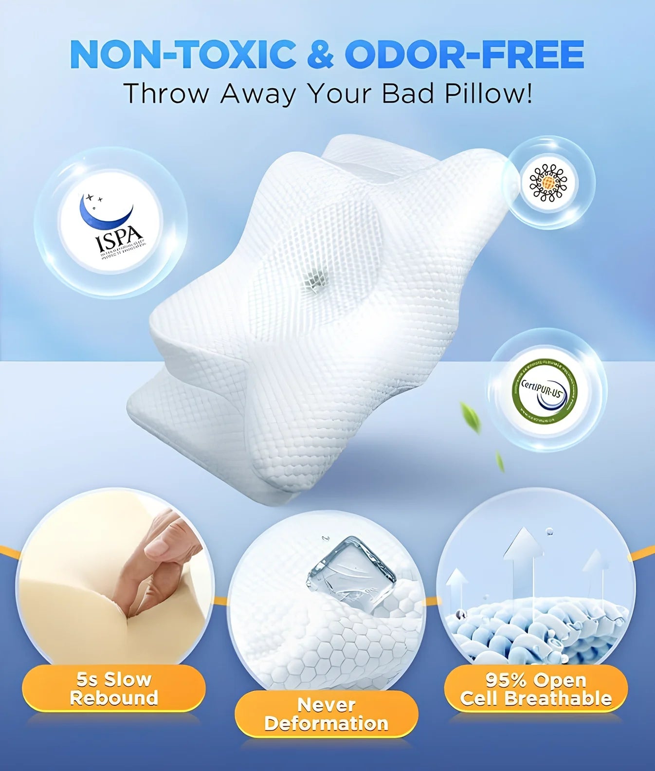 PureRest Memory Foam Side Sleeper Pillow